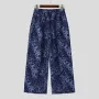 INCERUN Mens Leopard Print Daily Pant Side Zipper Design Fashion Loose Fit Long Trousers for Men Large Size S-5XL