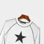 INCERUN Men Start Print White Tight T-shirt Fashion Stitching Crew Neck Long Sleeve White Top Tee for Men Plus Size, Spring Fall