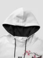 ChArmkpR Mens Hooded Japanese Cherry Blossoms Print Contrast Patchwork Drawstring Hoodies