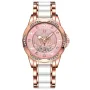 POEDAGAR Women's Luxury Rhinestones Swan Quartz Watch Waterproof Luminous Fashion Date Dial Analog Ceramic Band Wrist Watch