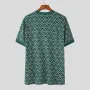 INCERUN Mens Print Crew Neck Short Sleeve T-shirt Comfortable Business Casual Green Tshirt Male S-5XL