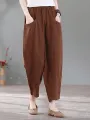 Solid Pocket Casual Cotton Pants