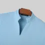 INCERUN Mens Solid Knit Textured Notched Neck T-Shirt Comfortable Stand Collar Short Sleeve Top for Male