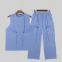 INCERUN Men's Clothing 2 Piece Set Knit Ribbed Round Neck Vest & Trousers Casual Solid Color Set for Daily Wear