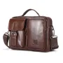 BULLCAPTAIN Äkta Läder Herr Axelväska Business Crossbody Väska Herrportfölj Messengerväska Herrväskor Casual Handväskor Vintage Flap Clutch Plånbok Tote
