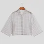 INCERUN Men Shirt Mesh Transparent Plaid Lapel 3/4 Sleeve Short Shirt Fashion Casual Men Clothing Loose Button Camisas
