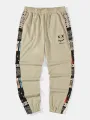 ChArmkpR Mens Smile Ethnic Pattern Patchwork Drawstring Waist Loose Pants