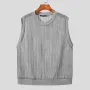 INCERUN Mens Hollow Out Crew Neck Sleeveless Vest Sold Color Sheer Knit Crew Neck Tank Top for Male