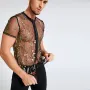 INCERUN Men Lace Shirts Fashion Printed Shirts Men Short Sleeve V Neck Blouse Leisure Embroidered Button Man See Through Chemise 5XL