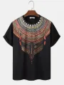 ChArmkpR Mens Ethnic Totem Print Crew Neck Short Sleeve T-Shirts