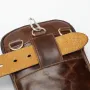 Ekphero Men's Genuine Leather Crossbody Bag with Zipper Mobile Phone Shoulder Bag Small Travel Waist Bag Multi-Pockets Male Belt Waist Packs