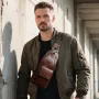 BULLCAPTAIN 8-inch Genuine Leather Chest Bag Retro Large Capacity Mens Crossbody Bag Fashion Shoulder Bag