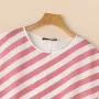 ZANZEA Women Striped Printed T-shirt Fashion Short Sleeve Tee Holiday Summer Holiday Belted Design Casual Simple Tops