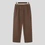 INCERUN Mens Pant Pleated Solid Color Trousers Casual Trendy Korean Pleated Solid Color Casual Pants