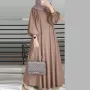 ZANZEA Women Ethnic Stylish Solid Crew Neck Maxi Dress Elegant Lantern Sleeves A-Line Dress