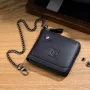 BULLCAPTAIN Dompet Pria Kulit Asli Multifungsi Dompet Lipat Dua Ritsleting RFID Anti-magnetik Tempat Kartu Multi-slot Dompet Koin