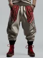 ChArmkpR Mens Pants Ethnic Tribal Print Patchwork Loose Drawstring Waist Trousers