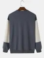 ChArmkpR Mens Smile Face Print Contrast Patchwork Pullover Sweatshirts