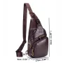 BULLCAPTAIN Men Multi-Pocket Leather Chest Bag Casual Sports Multifunctional Large Capacity Crossbody Shoulder Bag