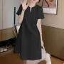 ZANZEA - Vestido de verano elegante para mujer, con escote en V, manga corta, informal, para fiestas, hasta la rodilla