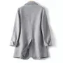 ZANZEA Plus Size Women's Stripe Panel Long Sleeve Button Front Lapel Blazer with No Pockets