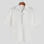 INCERUN Mens Shirt Solid Color Slightly Transparent Lapel Shirt Casual Short Sleeve Breathable Top Summer Daily Male Clothing
