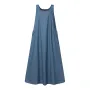 ZANZEA Women Fashion Denim Overalls Dress Summer Sleeveless Casual Loose Sundress Solid Color Maxi Dress With Pockets