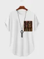 ChArmkpR Mens T-Shirts Colorful Ethnic Geometric Print Curved Hem Short Sleeve Tshirts