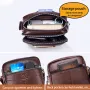 BULLCAPTAI Genuine Leather Men's Shoulder Bag Cowhide Messenger Bags Fashion Male Causal Small Double Zipper Crossbody Bag Short-distance Compact Mini Travel Bag