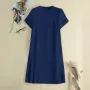 ZANZEA Women Plus Size Solid Ruffle Hem Pocket Short Sleeve Crew Neck Casual Dress