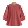 ZANZEA Women's Blouse Casual Lantern Sleeve Round Neck Shirt Plain Party Commute Pullover Tops