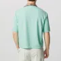 INCERUN Mens Textured Patchwork Cropped Short Sleeve Shirt Comfortable Fashion Solid Printed Edge Lapel Top