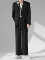 Mens Solid Lapel Blazer Casual Two Pieces Outfits