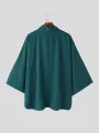 INCERUN Mens Shirt Simple Silky Stacked Collar Shirt Fashion Loose Fit Summer Half Long Sleeve Tops Men