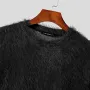 INCERUN Herr Enfärgad Tröja Avslappnad Bekväm Överdimensionerad Fuskpäls Långärmad Tröja Plusstorlek Rund Halsad Pullover för Herr Höst Vinter