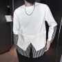 INCERUN Mens Striped Patchwork Long-Sleeve T-Shirt Design Spring Fall Casual Comfortable Crew Neck Top Male S-5XL