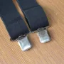 Men's Suspenders With 5cm Widened And Comfortable Elastic Straps, Adjustable 4 Clips For Trousers, Classic Black Suspenders Elastic X-Back