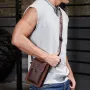 BULLCAPTAIN Men Casual Waist Bag Belt Purse Genuine Leather Multifunctional Shoulder Messbage Bag Mobile Phone Crossbody Bags Waist Pack