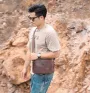 BULLCAPTAIN Men's Genuine Leather Shoulder Bag Retro Large Capacity Travel Bag Crazy Horse Leather Crossbody Bag Messenger Bag