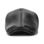 Collrown Men's Outdoor Genuine Leather Berets Forward Cap for Autumn Winter Casual Flat Peaked Hat