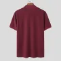 INCERUN Mens Half-collar Solid Knitted pit-stripe Short Sleeve T-shirt