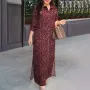 ZANZEA Women Vintage 3/4 Sleeve Lapel Split Dresses Floral Print Long Casual Shirtdress