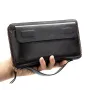 Ekphero Genuine Leather Wallet Long Handbag Large Capacity Card Holder Money Clip Retro Clutch Bag with Zipper Phone Pocket