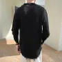 INCERUN - Camiseta de manga corta con cuello en V y bordes sin rematar para hombre, color liso, informal, tallas S-5XL