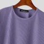 INCERUN Mens Textured Crew Neck Short Sleeve T-Shirt Fashion Solid Color Comfortable Top Male S 5XL