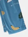 Women Cartoon Fruit Print O-Neck Loose Pants Cotton Comfy Plus Size Home Pajamas Sets