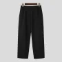 INCERUN Mens Pant Pleated Solid Color Trousers Casual Trendy Korean Pleated Solid Color Casual Pants