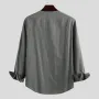 Mens Linen Chest Pocket Causal Loose Long Sleeve Henley Shirt