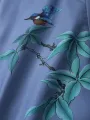 ChArmkpR Mens Bird Plant Print Half Button Cotton Henley Shirts