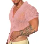 INCERUN Mens Shirts Solid Color Hollow Out Lapel Top Shirts Summer Cool Party Top Fashion Male Clothing